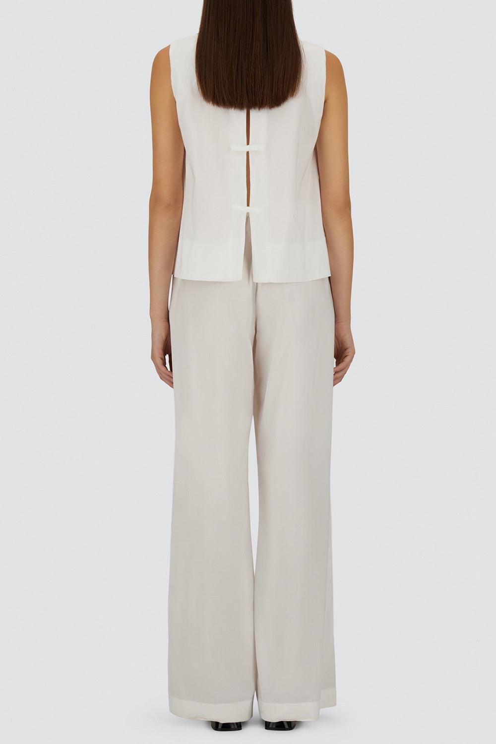 Sleeveless Back Detail Top-WHITE-38-CLOTHINGTOPBLOUSE-HERNO