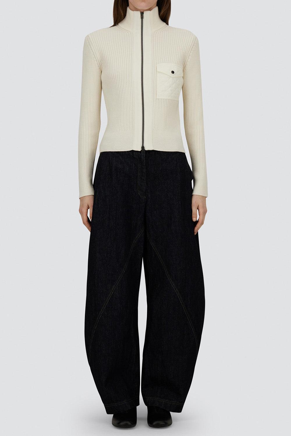 Nylon Trim Zip Cardigan-BIANCO-38-CLOTHINGTOPCARDIGAN-HERNO