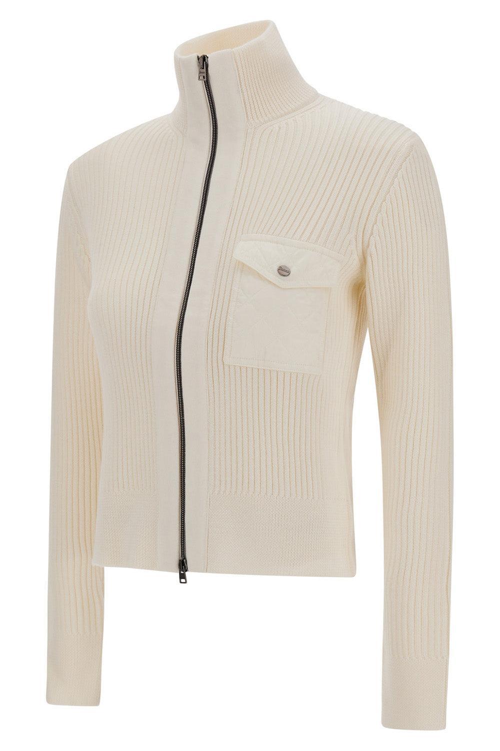Nylon Trim Zip Cardigan-BIANCO-38-CLOTHINGTOPCARDIGAN-HERNO
