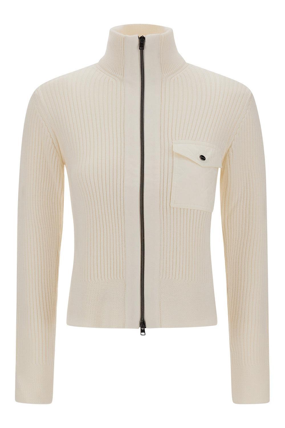 Nylon Trim Zip Cardigan-BIANCO-38-CLOTHINGTOPCARDIGAN-HERNO