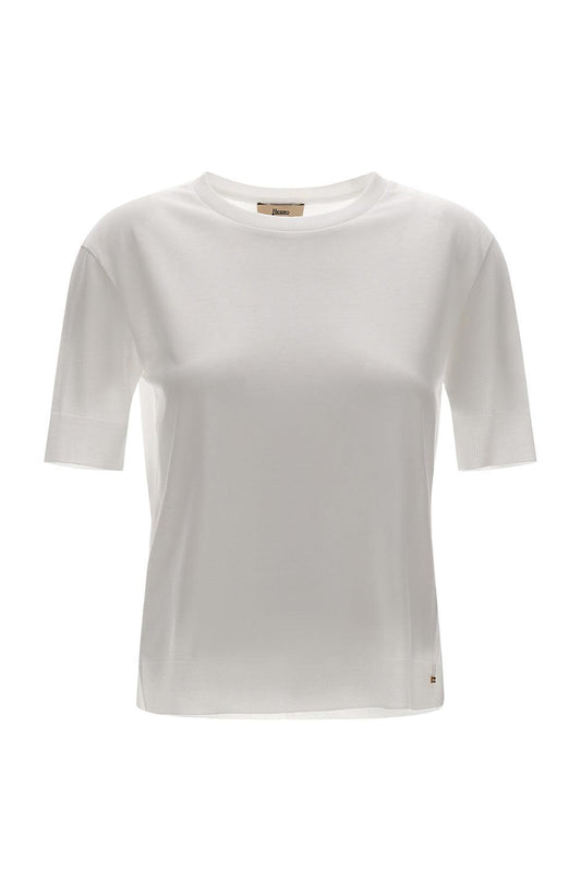 Glam Knit T-Shirt-WHITE-42-CLOTHINGTOPT-SHIRT-HERNO