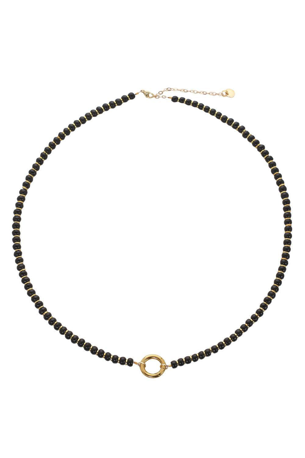 Black Bead Rondelle Necklace-BLACK-JEWELRYBOUTIQUENECKLACE O-HIJAS DE PUKA