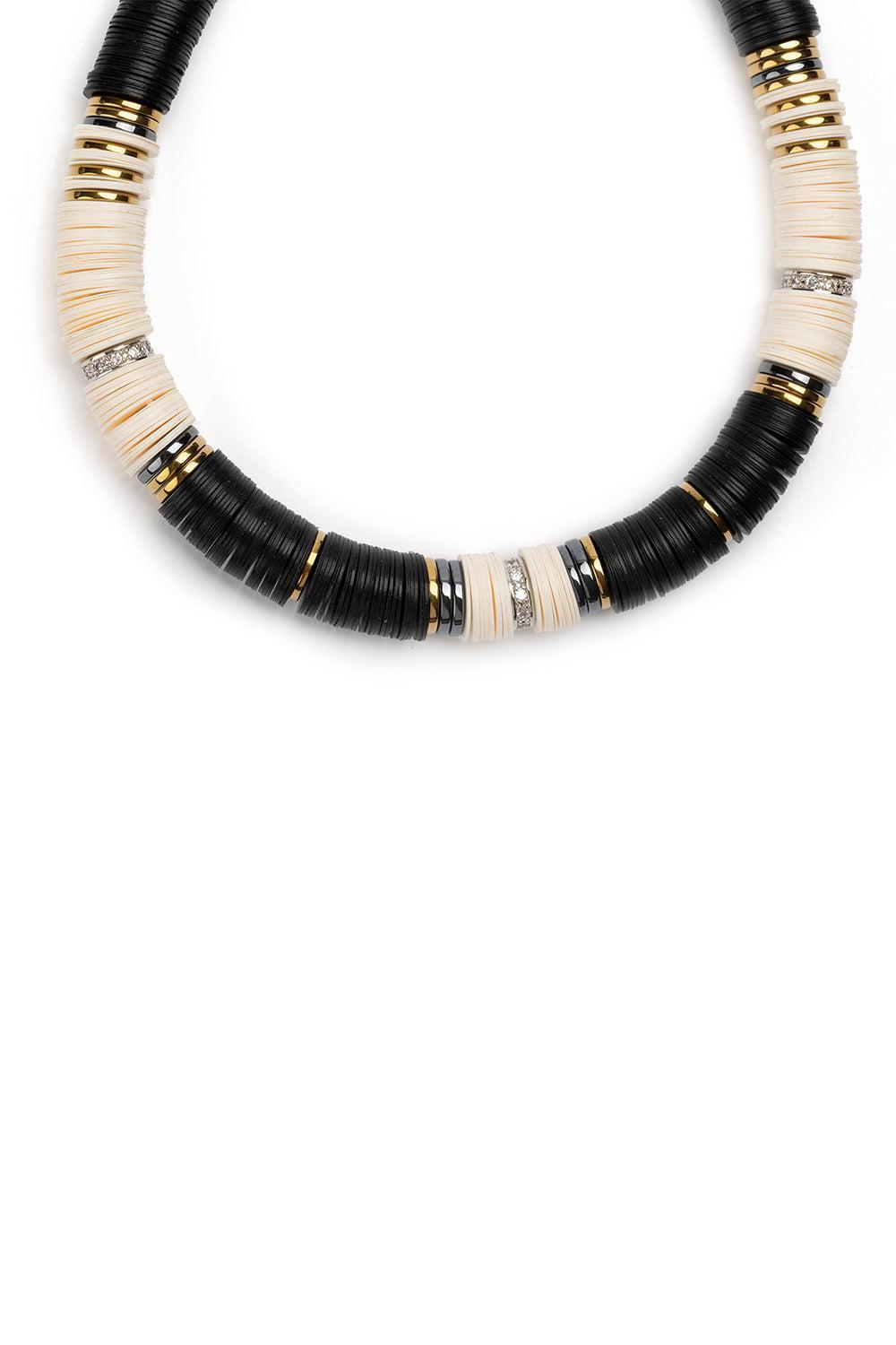 Japiur Black White Rondelle Necklace-BLACK/WHITE-JEWELRYBOUTIQUENECKLACE O-HIJAS DE PUKA