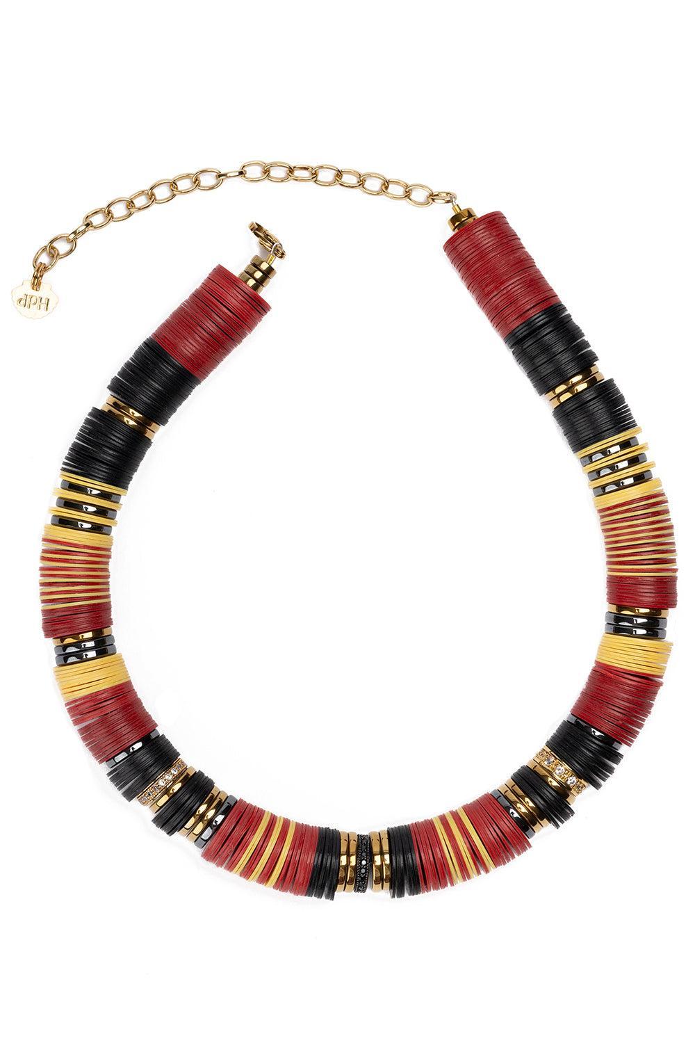 Jaipur Black Red Yellow African beaded Necklace-BLCK/RED-JEWELRYBOUTIQUENECKLACE O-HIJAS DE PUKA