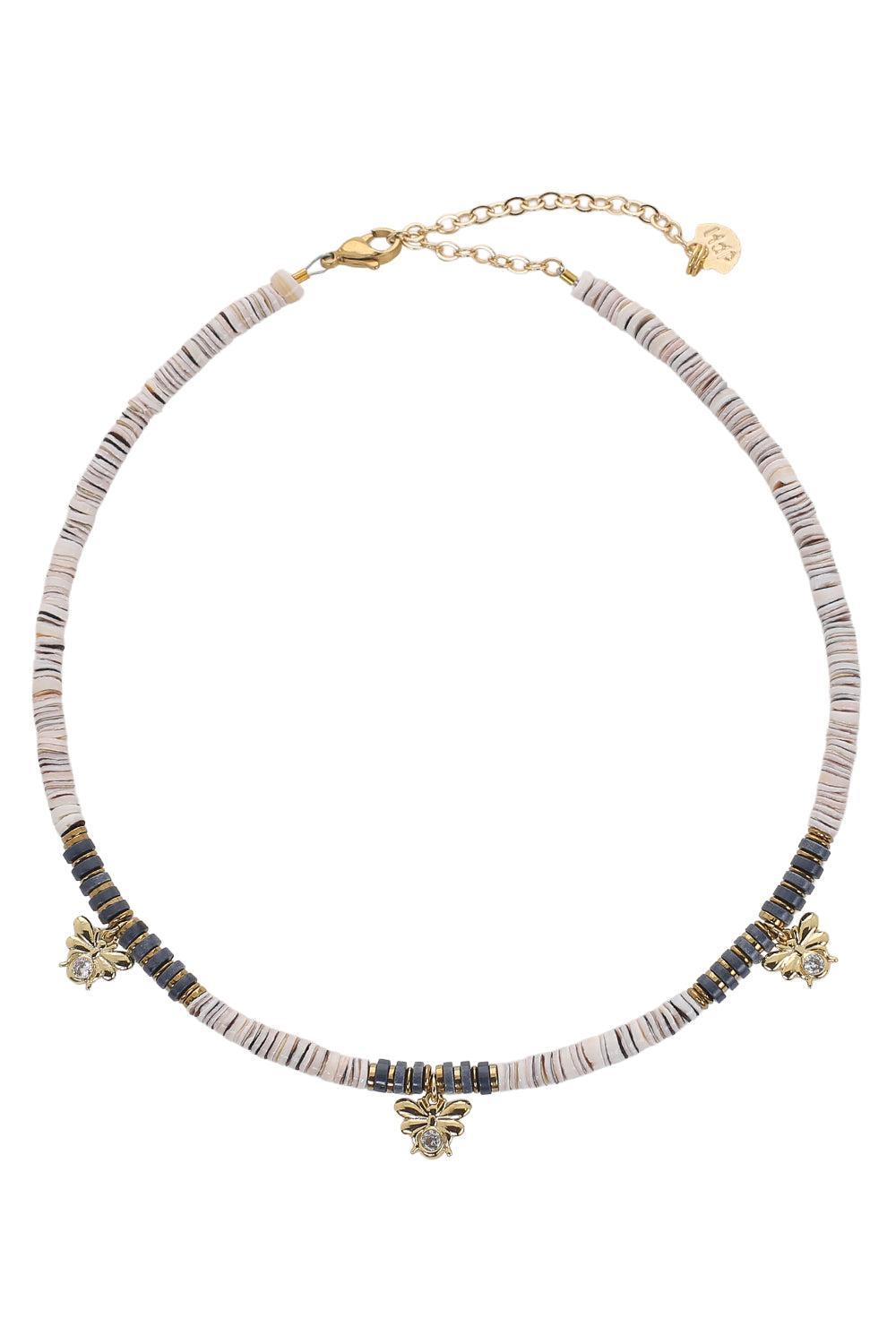 Ania Pink Bugs Necklace-BLSH/GRY-JEWELRYBOUTIQUENECKLACE O-HIJAS DE PUKA