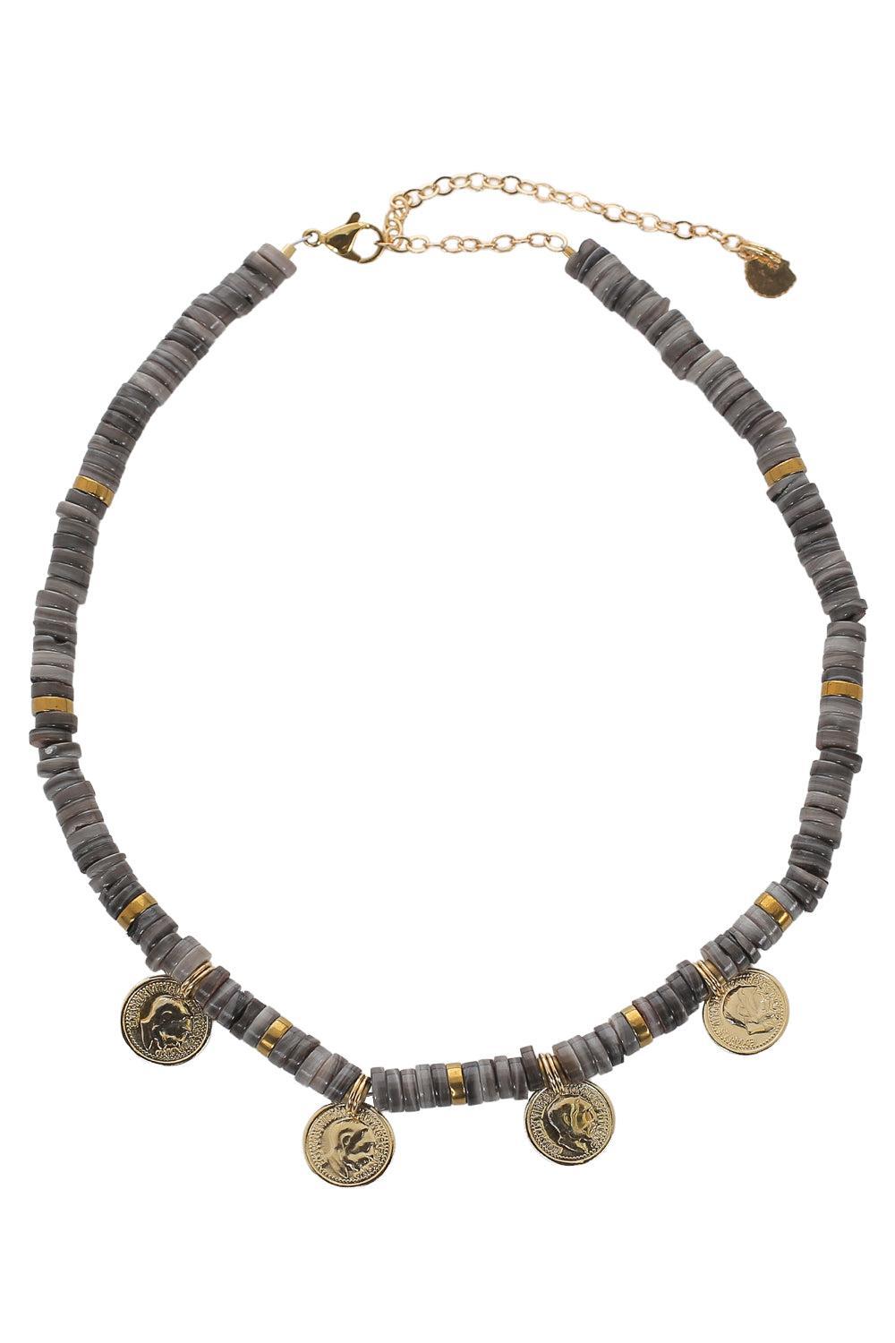 Ania Shell Coin Necklace-BLUE-JEWELRYBOUTIQUENECKLACE O-HIJAS DE PUKA