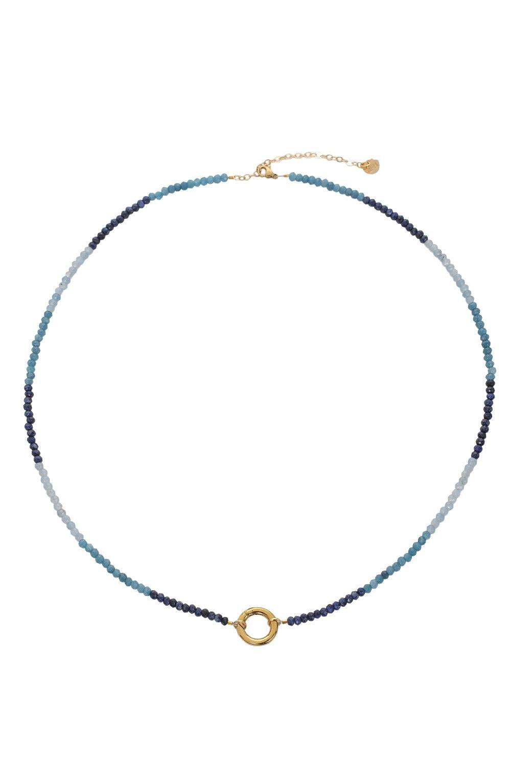 Blue Turquoise Agate Beaded Necklace-BLUE-JEWELRYBOUTIQUENECKLACE O-HIJAS DE PUKA
