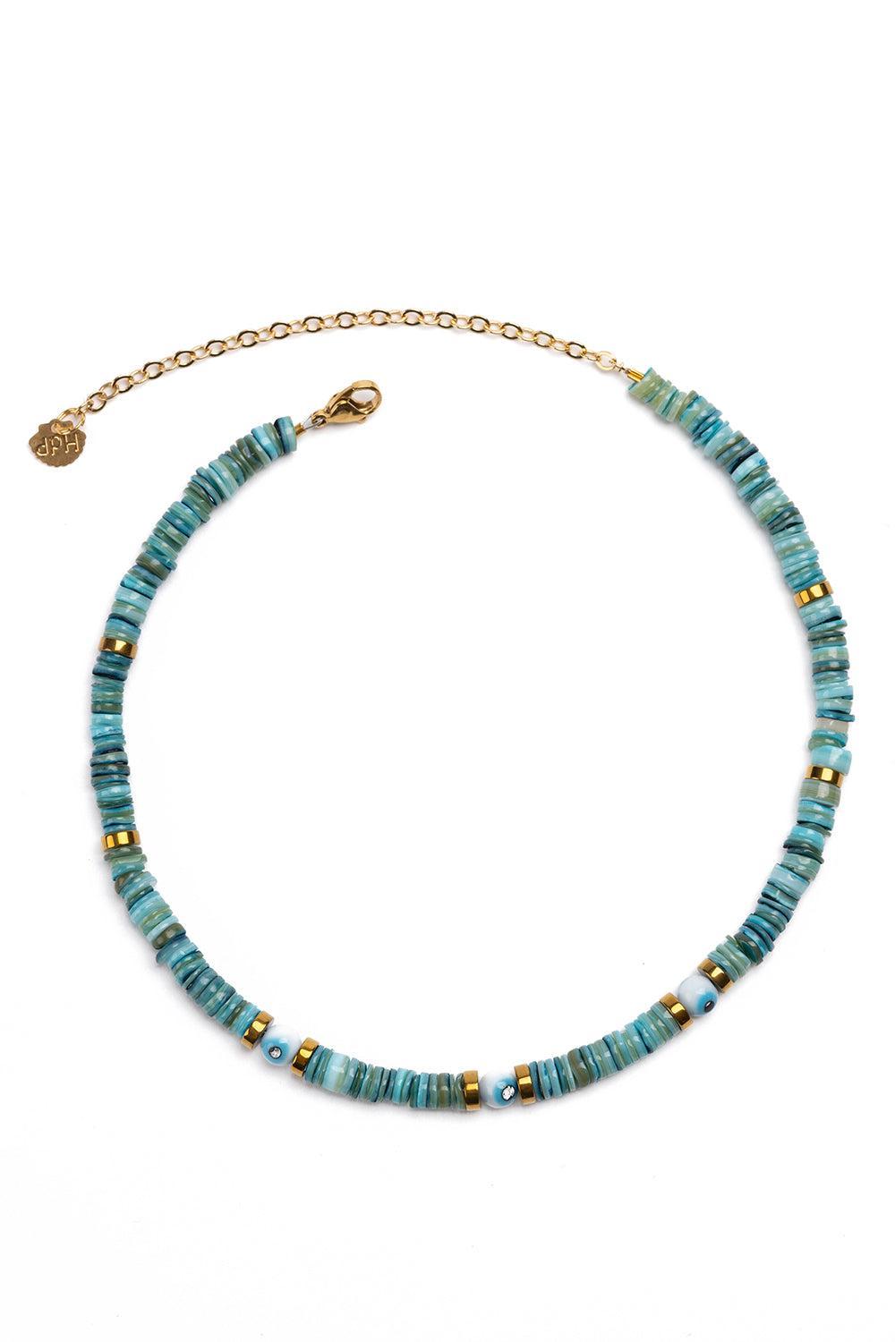 Turquoise Iris Three Eye Necklace-BLUE-JEWELRYBOUTIQUENECKLACE O-HIJAS DE PUKA