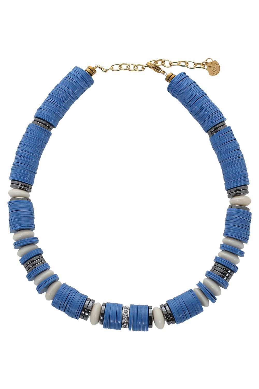 Blue Black Rondelle Necklace-BLUE/BLACK-JEWELRYBOUTIQUENECKLACE O-HIJAS DE PUKA