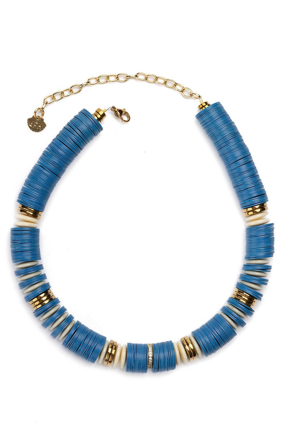 Jaipur Blue Maria White Rondelle Necklace-BLUE/WHITE-JEWELRYBOUTIQUENECKLACE O-HIJAS DE PUKA