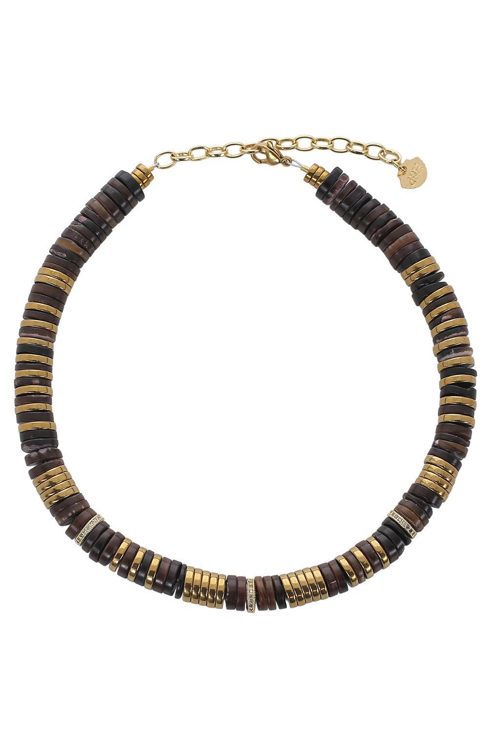 Jaipur Grey Sea Shell Necklace-BROWN-JEWELRYBOUTIQUENECKLACE O-HIJAS DE PUKA