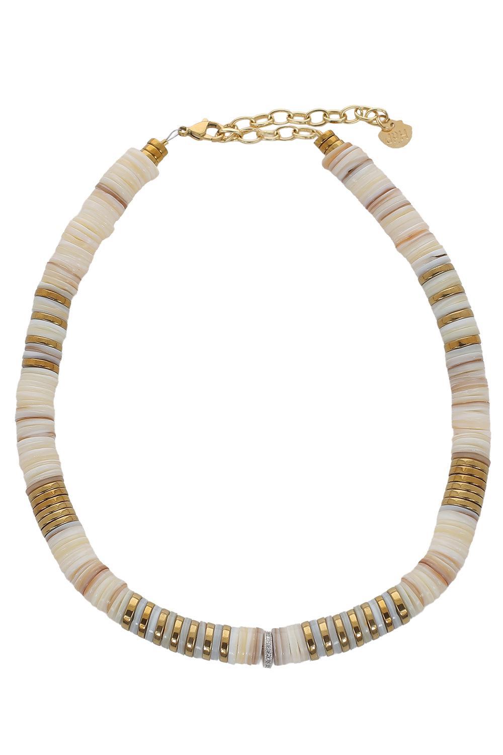Cream Shell Rondelle Necklace-CREAM-JEWELRYBOUTIQUENECKLACE O-HIJAS DE PUKA
