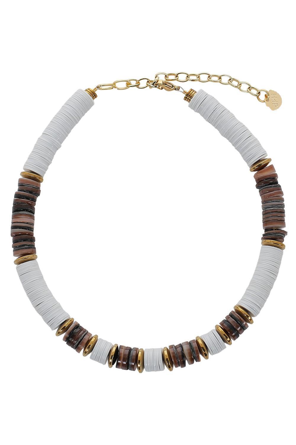 Ecru Black Rondelle Necklace-ECRU/BLK-JEWELRYBOUTIQUENECKLACE O-HIJAS DE PUKA