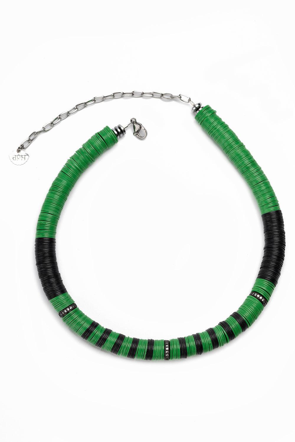 Jaipur White African Brown Sea Shell Necklace-GRN/BLK-JEWELRYBOUTIQUENECKLACE O-HIJAS DE PUKA