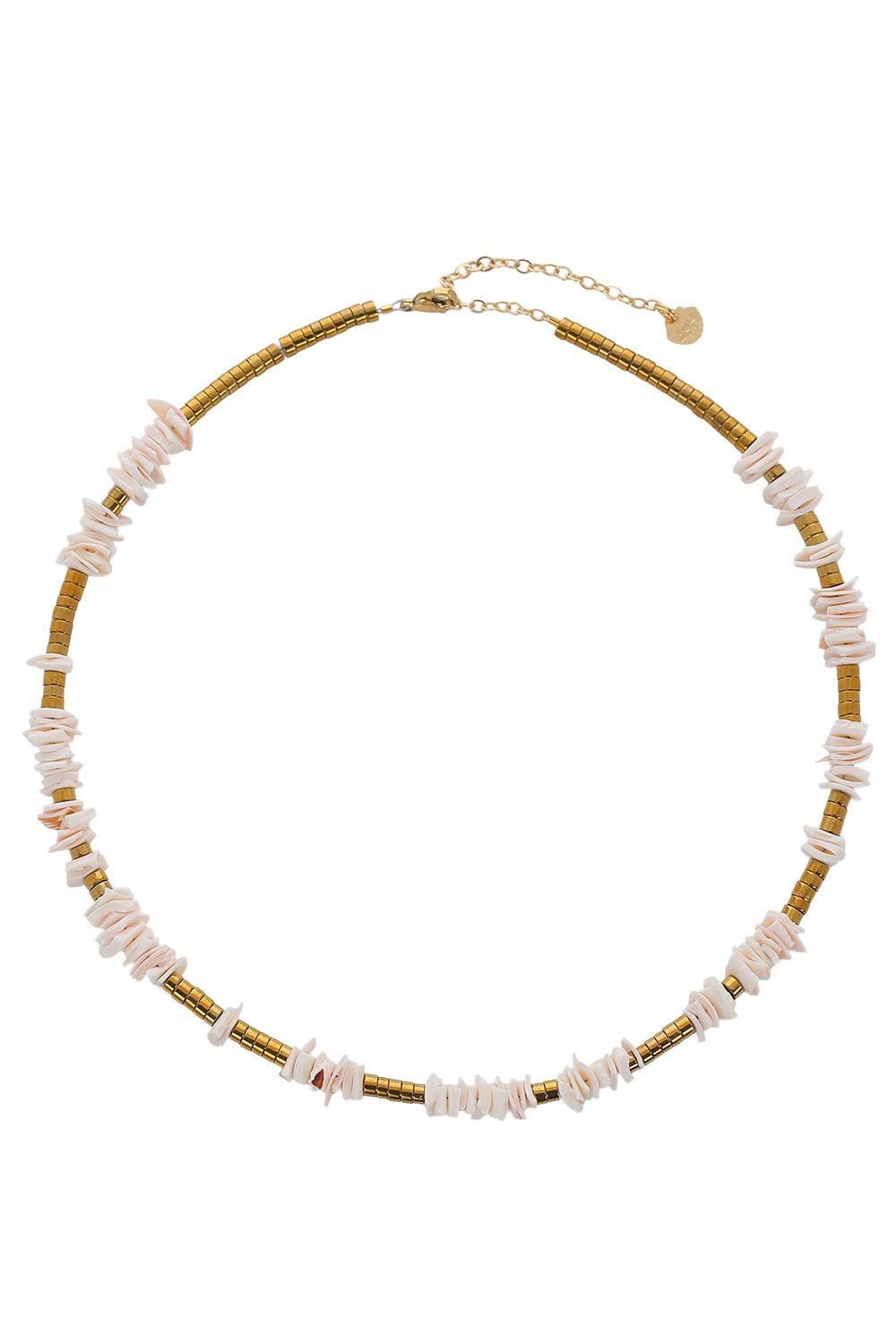 Light Pink Shell Rondelle Necklace-PINK-JEWELRYBOUTIQUENECKLACE O-HIJAS DE PUKA
