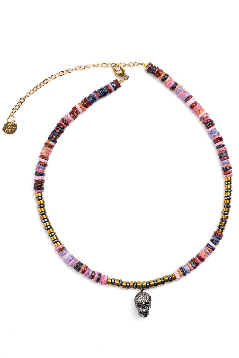 Sahara Black Skull Necklace-PINK-JEWELRYBOUTIQUENECKLACE O-HIJAS DE PUKA