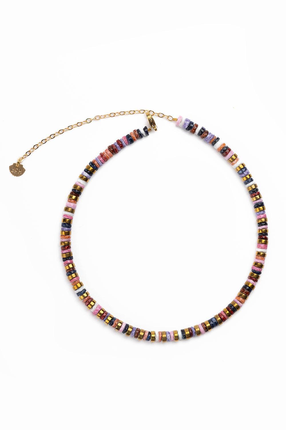 Sahara Hematites Rondelle Necklace-PINK-JEWELRYBOUTIQUENECKLACE O-HIJAS DE PUKA