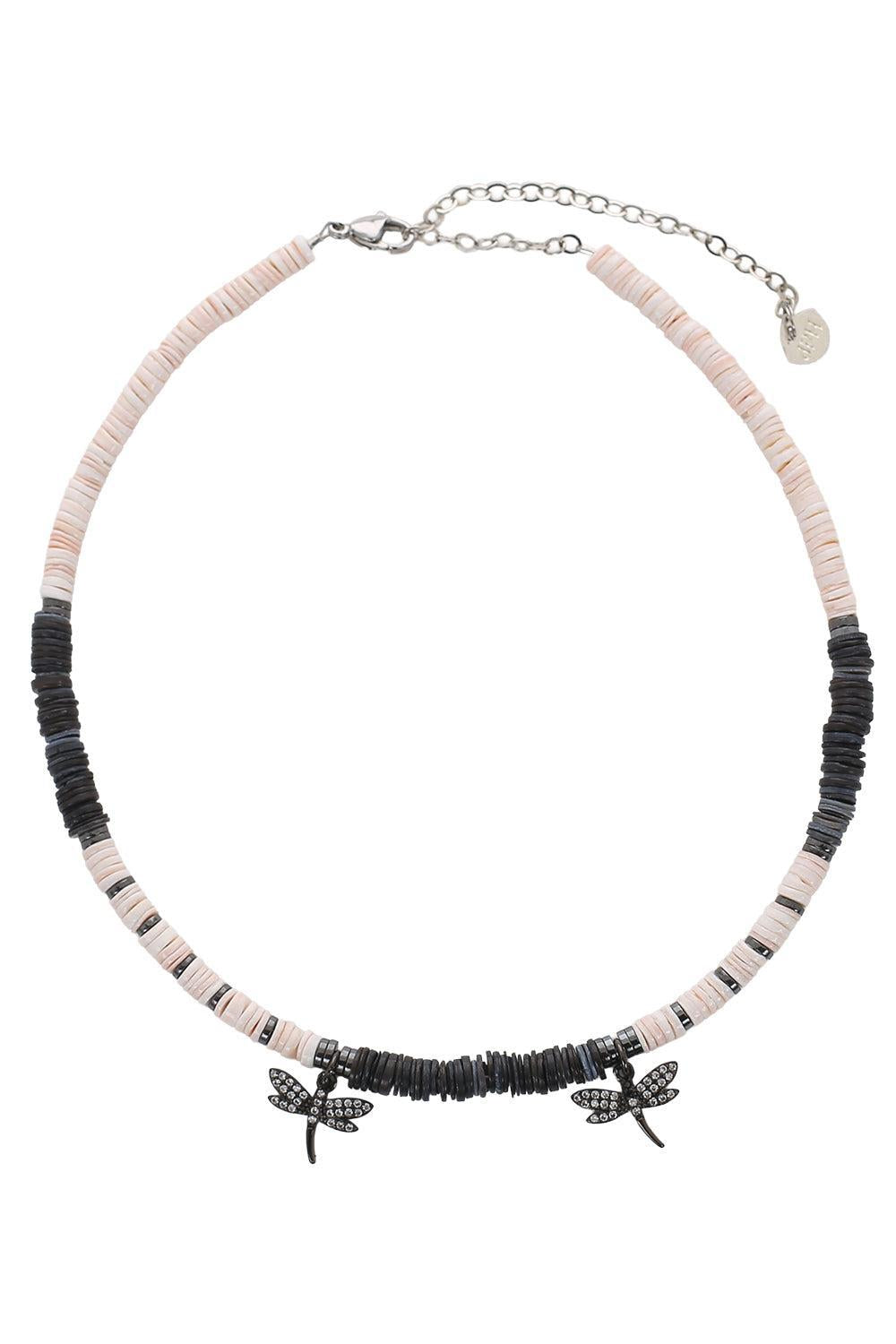 Blush Grey Bead Firefly Charm Necklace-PNK/GRY-JEWELRYBOUTIQUENECKLACE O-HIJAS DE PUKA