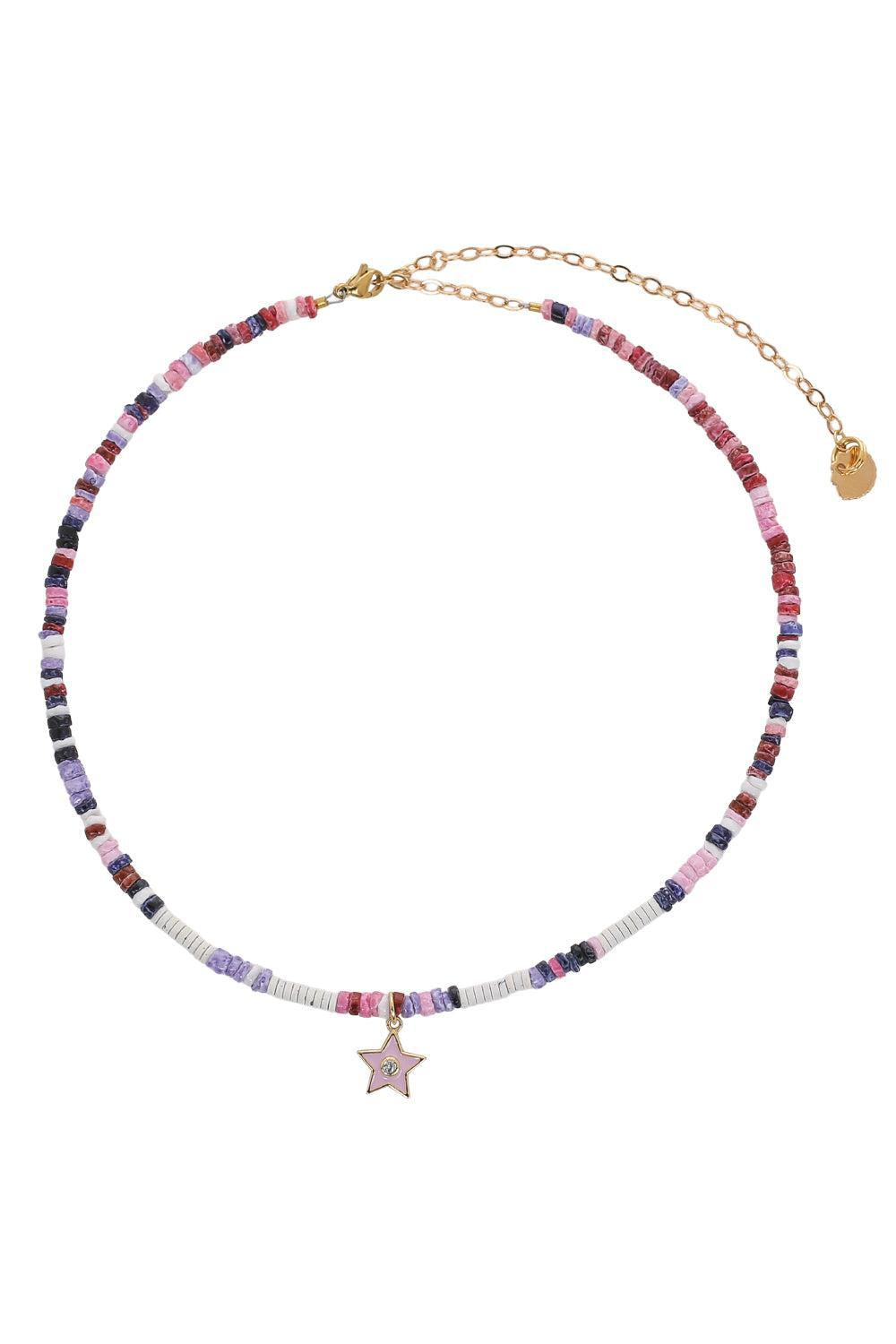 Pink Purple White Star Charm Necklace-PNK/PRPL-JEWELRYBOUTIQUENECKLACE O-HIJAS DE PUKA