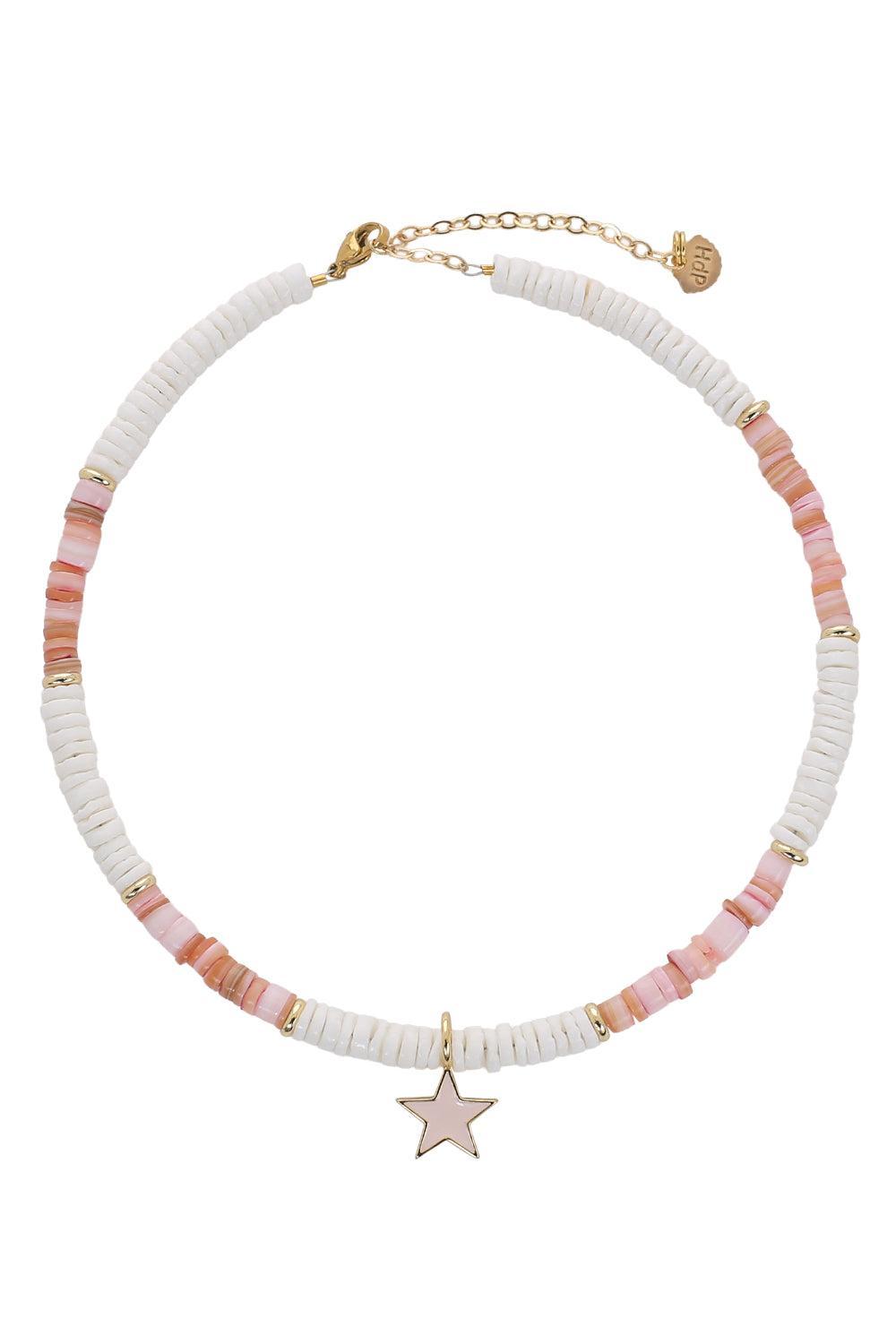 Pink White Shell Pink Star Necklace-PNK/WHT-JEWELRYBOUTIQUENECKLACE O-HIJAS DE PUKA