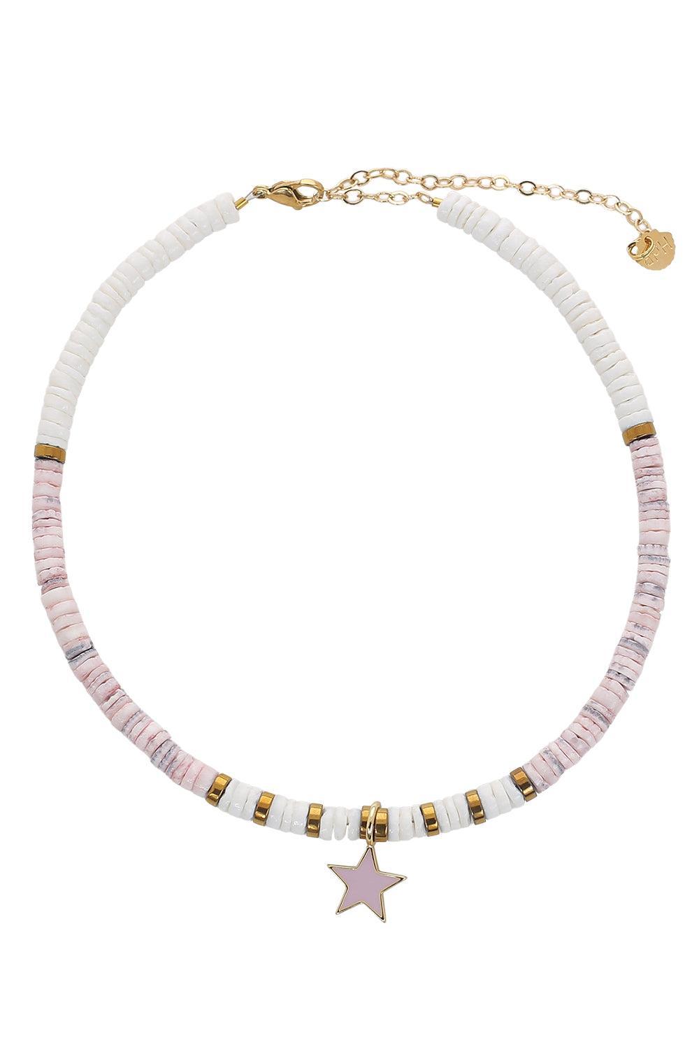 Pink White Shell Star Necklace-PNK/WHT-JEWELRYBOUTIQUENECKLACE O-HIJAS DE PUKA