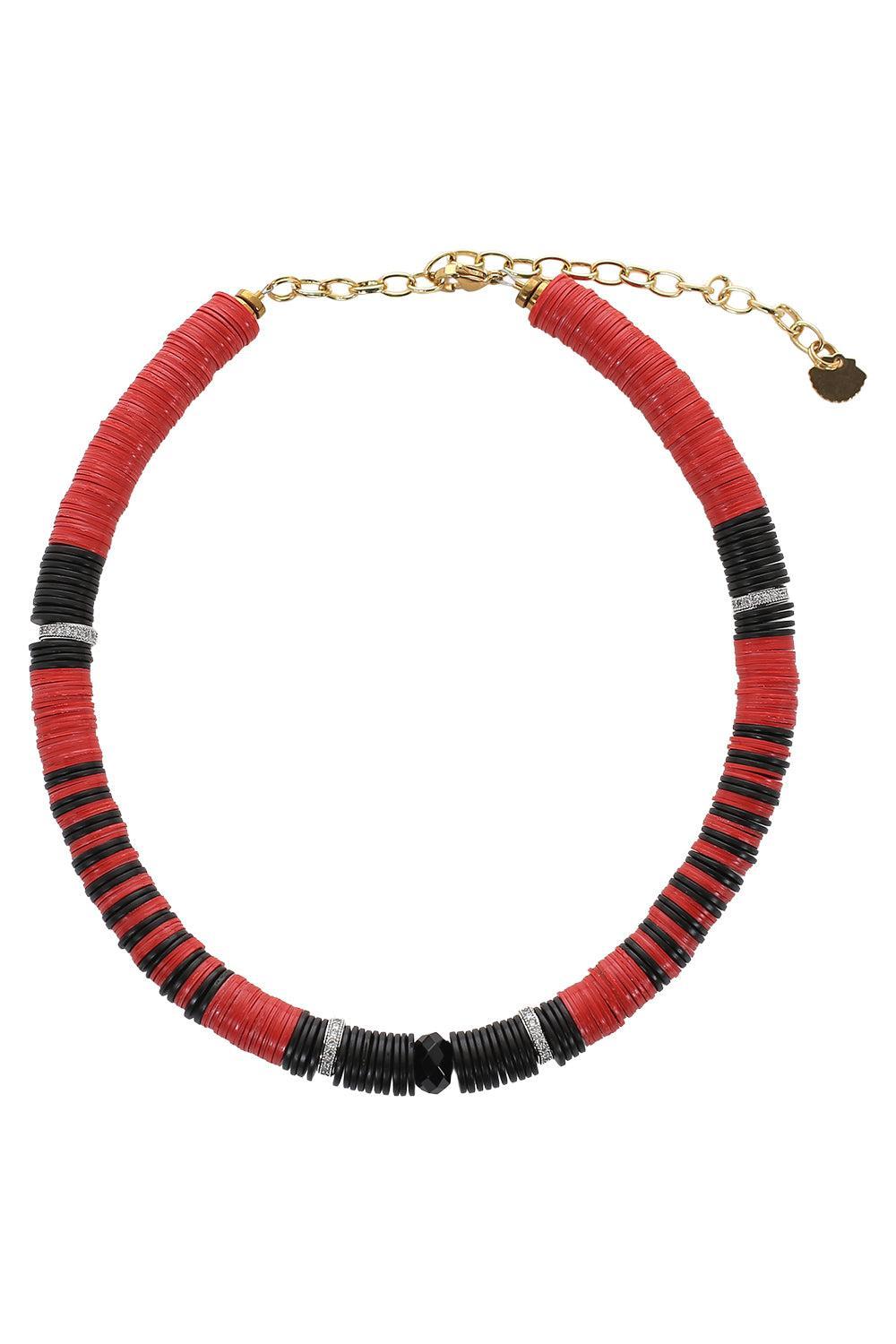 Jaipur Red Black Ante Necklace-RED/BLK-JEWELRYBOUTIQUENECKLACE O-HIJAS DE PUKA