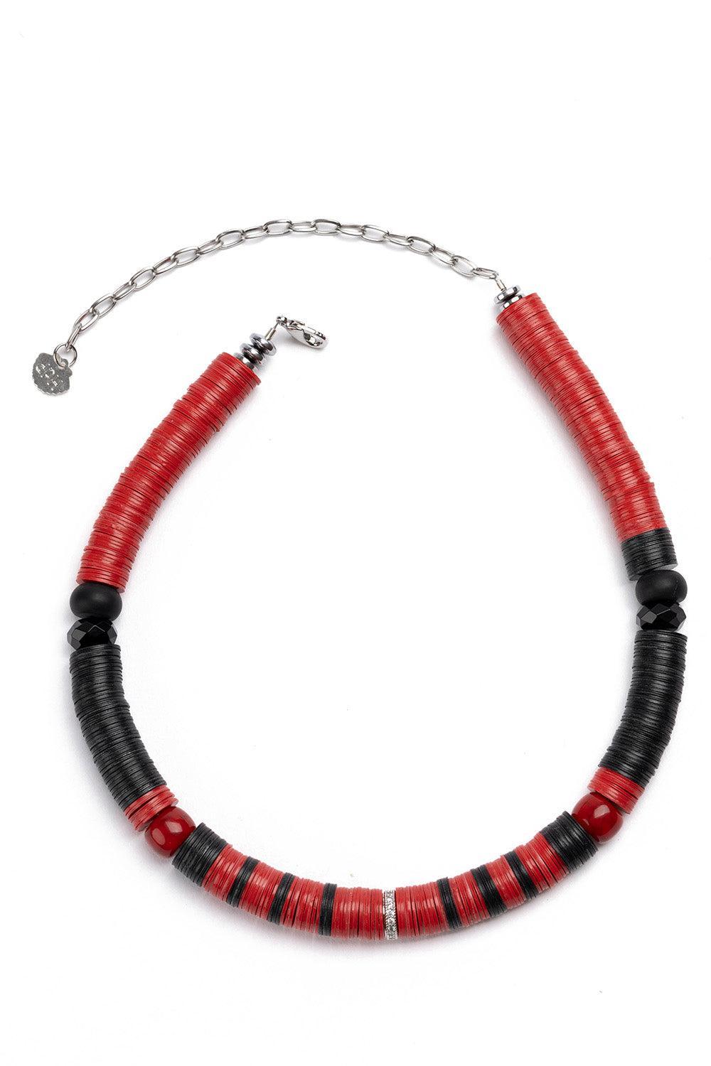 Jaipur Red Black Lati Necklace-RED/BLK-JEWELRYBOUTIQUENECKLACE O-HIJAS DE PUKA