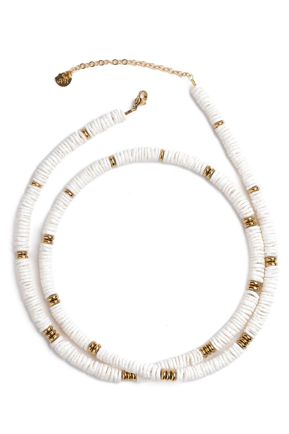 Bianca Lungo Hematite Necklace-WHITE-JEWELRYBOUTIQUENECKLACE O-HIJAS DE PUKA