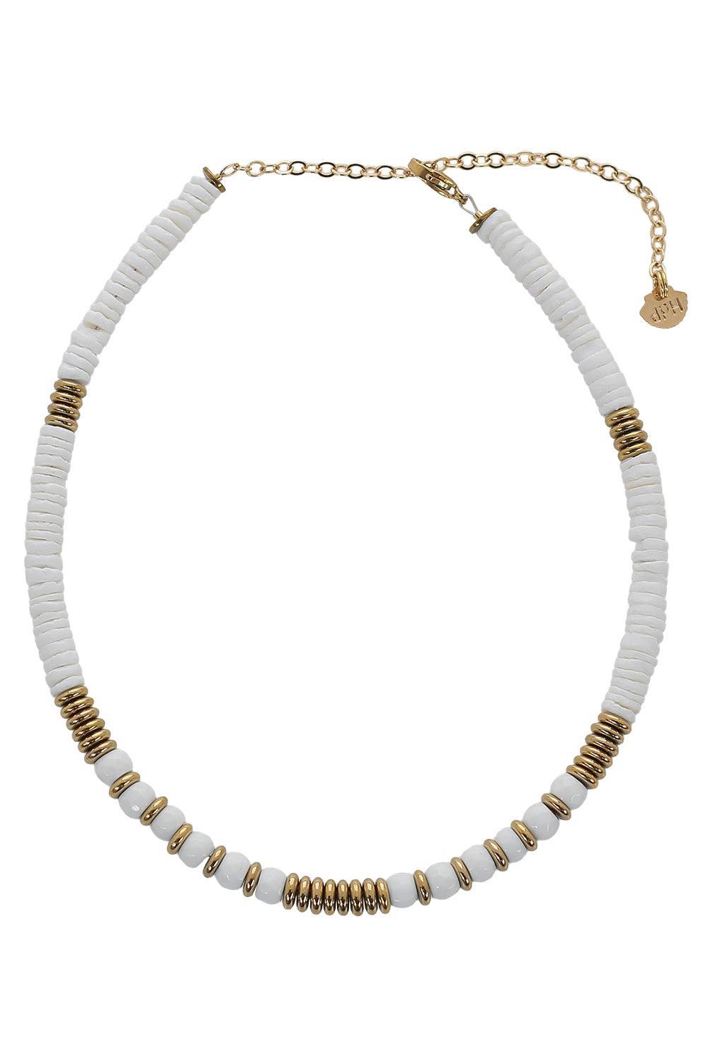 Bianca Shell Agate Necklace-WHITE-JEWELRYBOUTIQUENECKLACE O-HIJAS DE PUKA