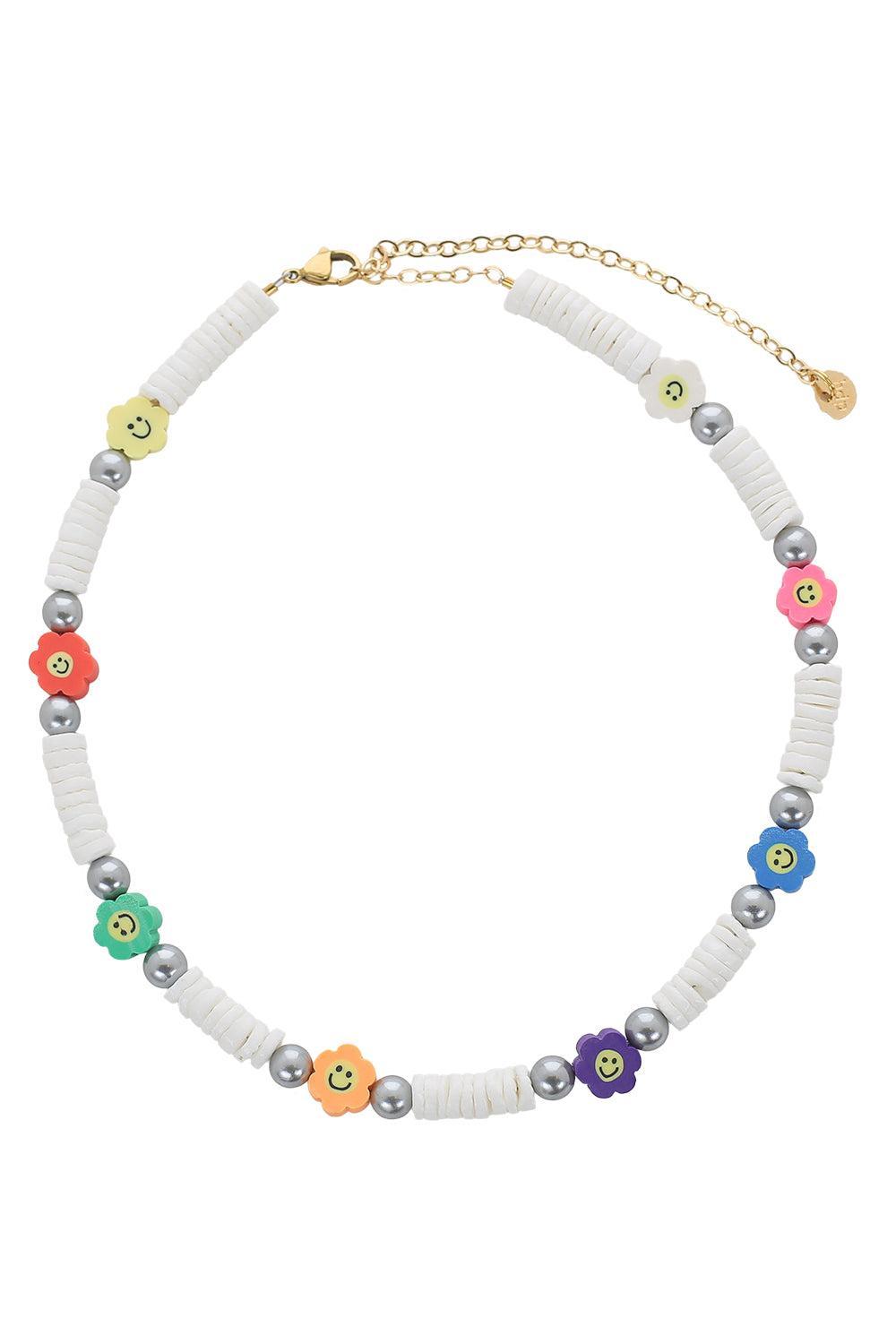 White Shell Smiley Flower Necklace-WHITE-JEWELRYBOUTIQUENECKLACE O-HIJAS DE PUKA