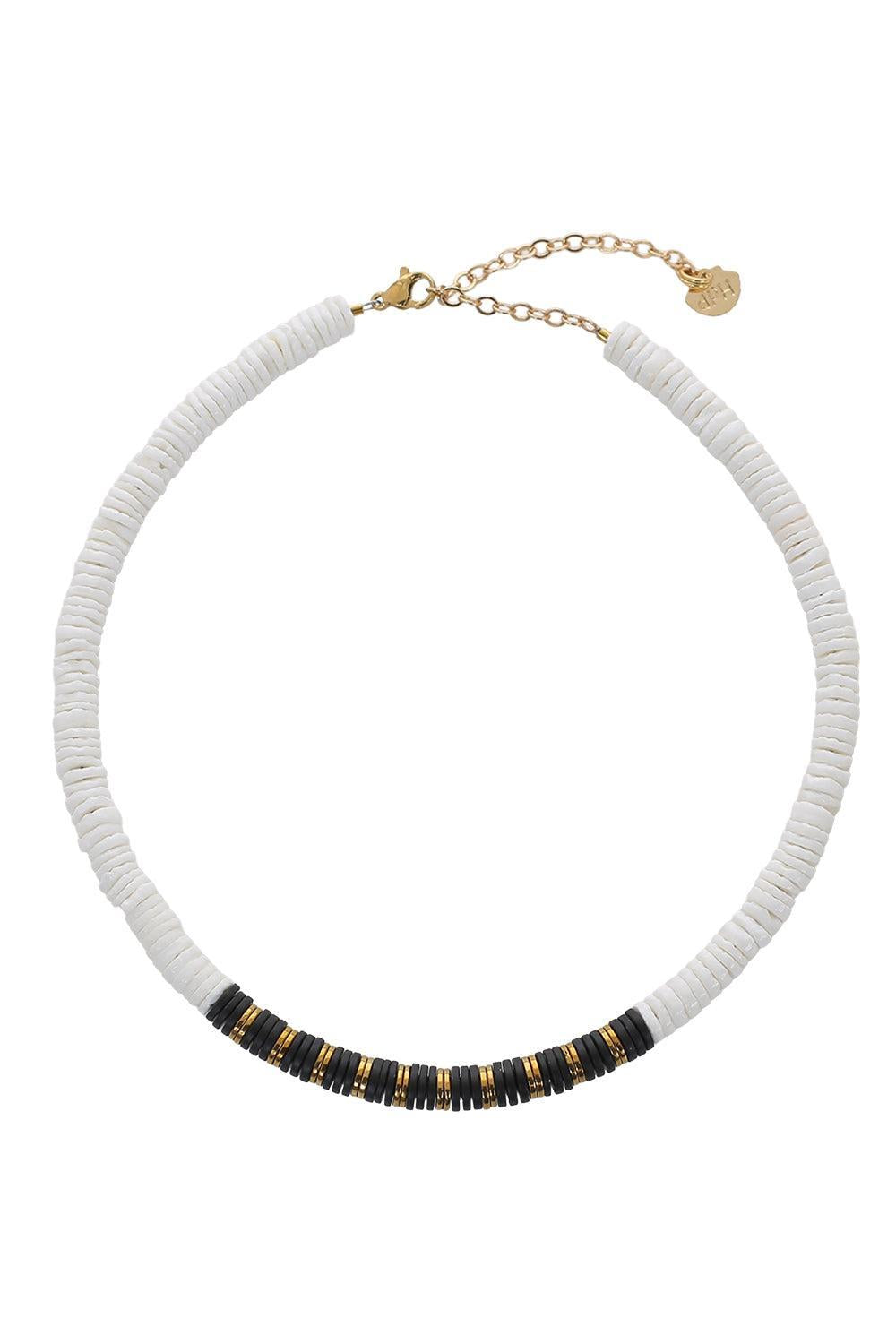 Bianca Black White Sea Shell Necklace-WHITE/BLACK-JEWELRYBOUTIQUENECKLACE O-HIJAS DE PUKA