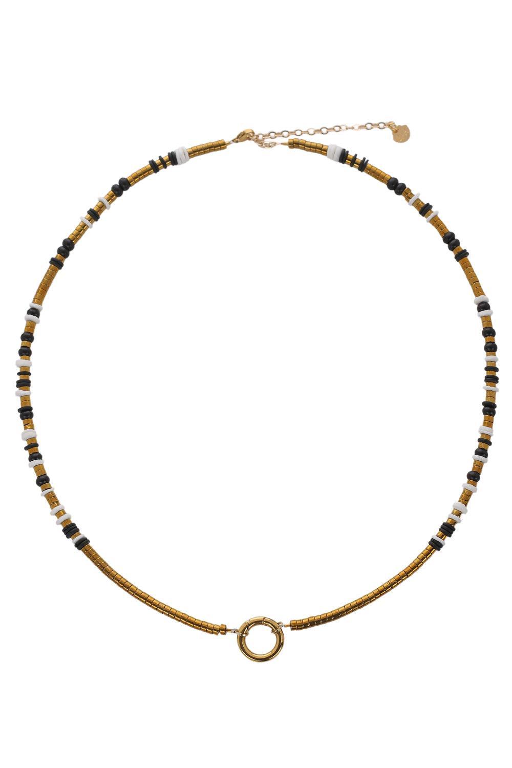 White Puka Black Beaded Rondelle Necklace-WHITE/BLACK-JEWELRYBOUTIQUENECKLACE O-HIJAS DE PUKA