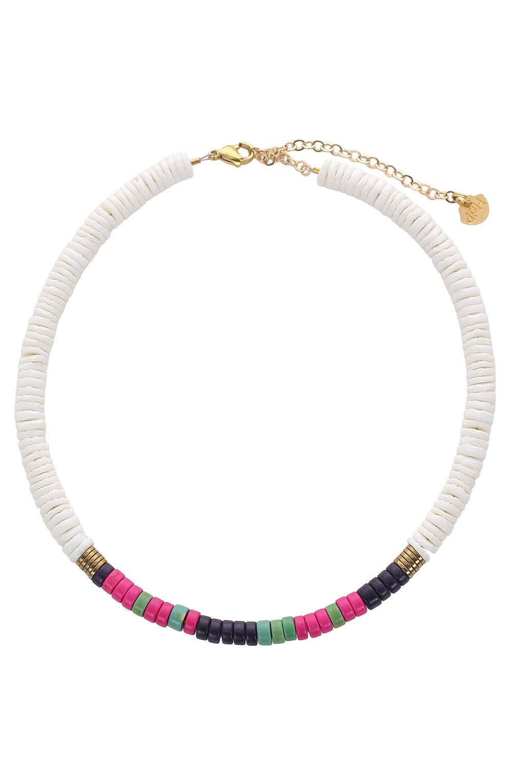 White Pink Green Purple Beaded Necklace-WHTE-JEWELRYBOUTIQUENECKLACE O-HIJAS DE PUKA