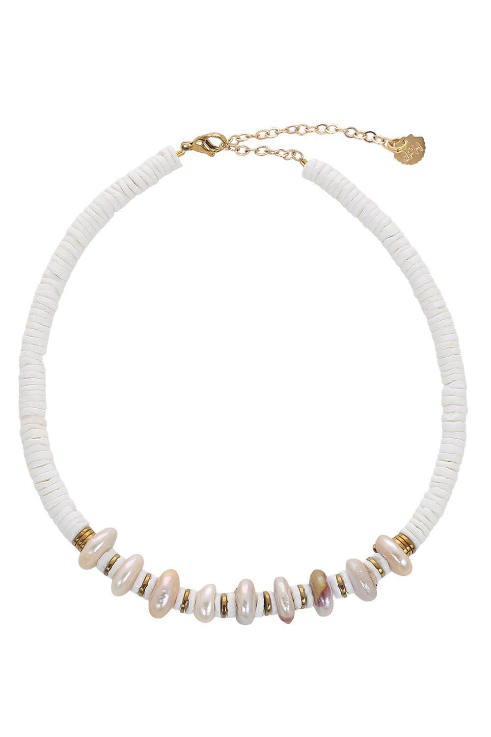 White Sea Shell Pearl Necklace-WHITE-JEWELRYFINE JEWELBRACELET O-HIJAS DE PUKA
