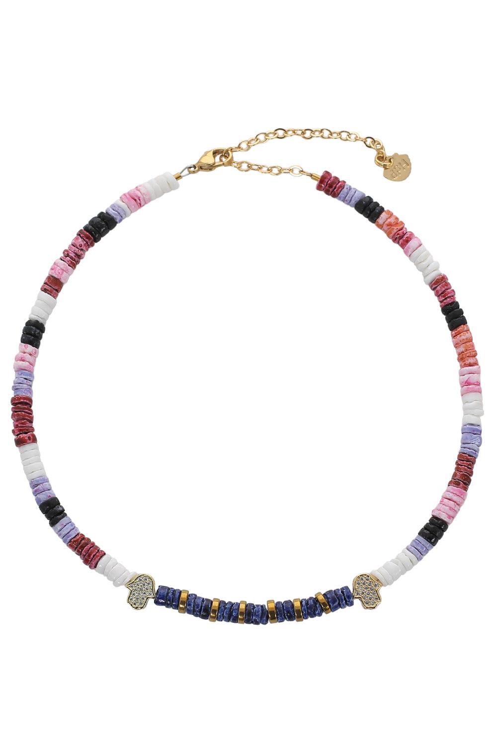 Sahara hamsas Necklace-PINK-JEWELRYFINE JEWELNECKLACE O-HIJAS DE PUKA