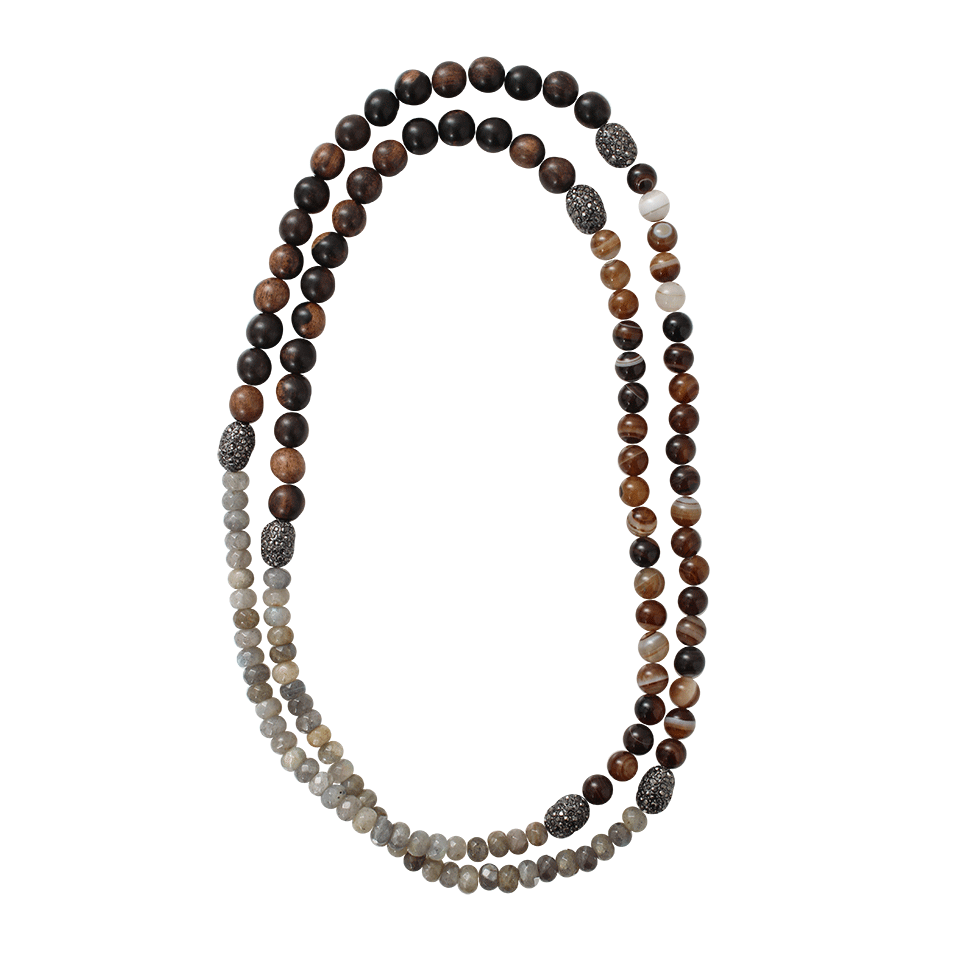 HIPCHIK-Tiger Wood Labrodite Necklace-BROWN