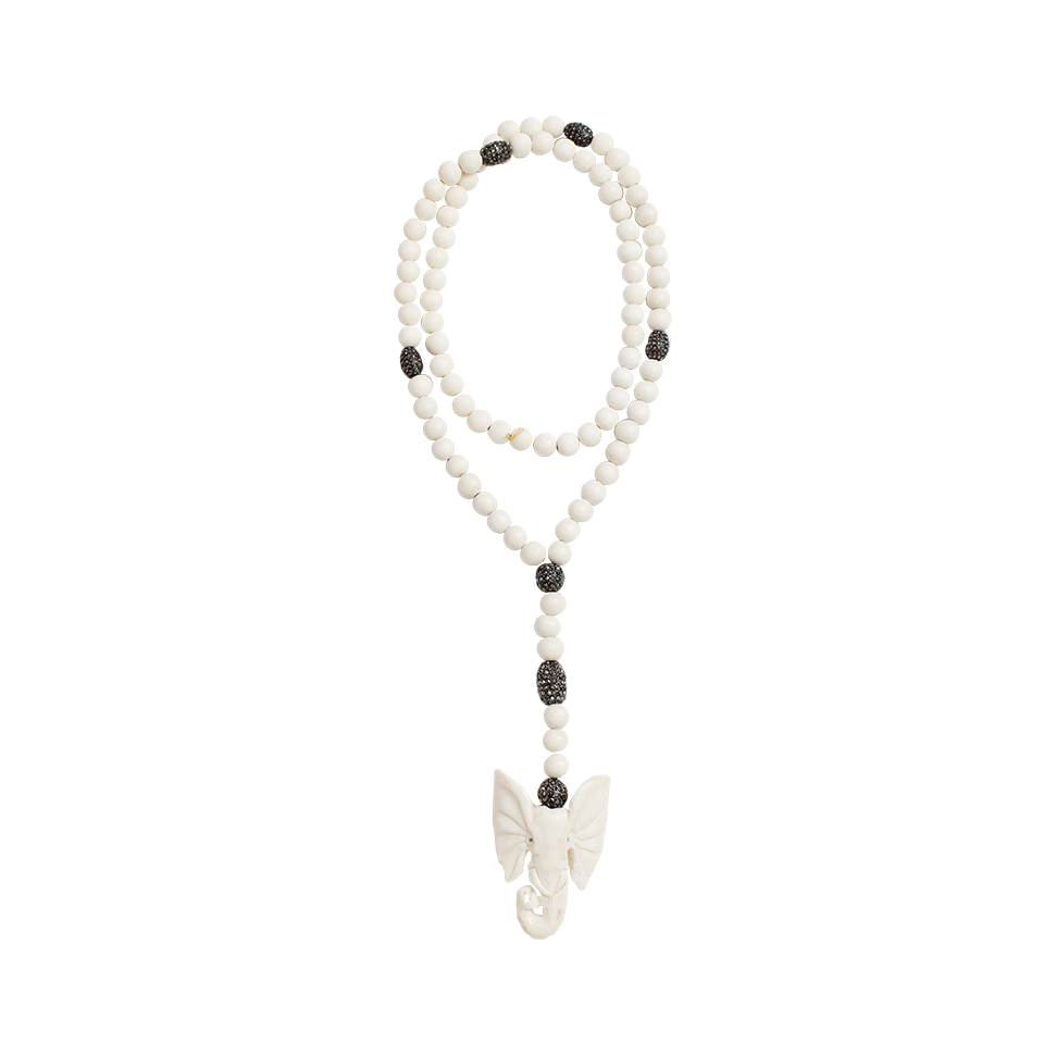 HIPCHIK-Large Elephant Wooden Necklace-WHITE