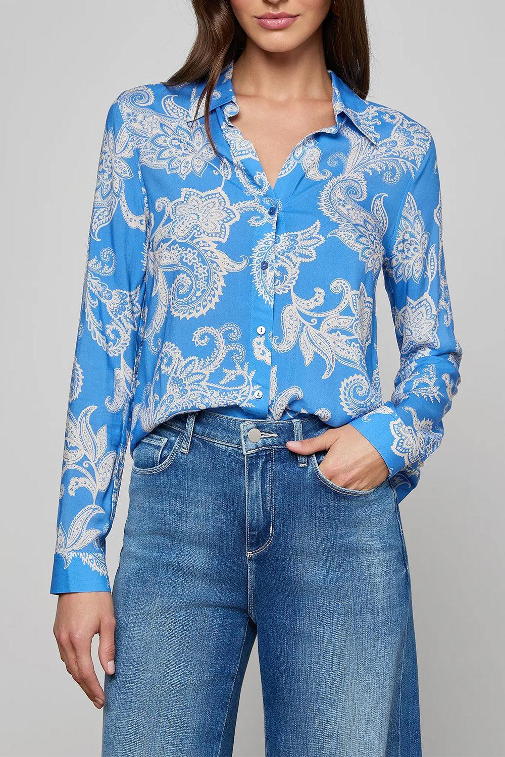 Holly Blouse - Regatta Blue Paisley-BLUE-XS-CLOTHINGTOPBLOUSE-L'AGENCE