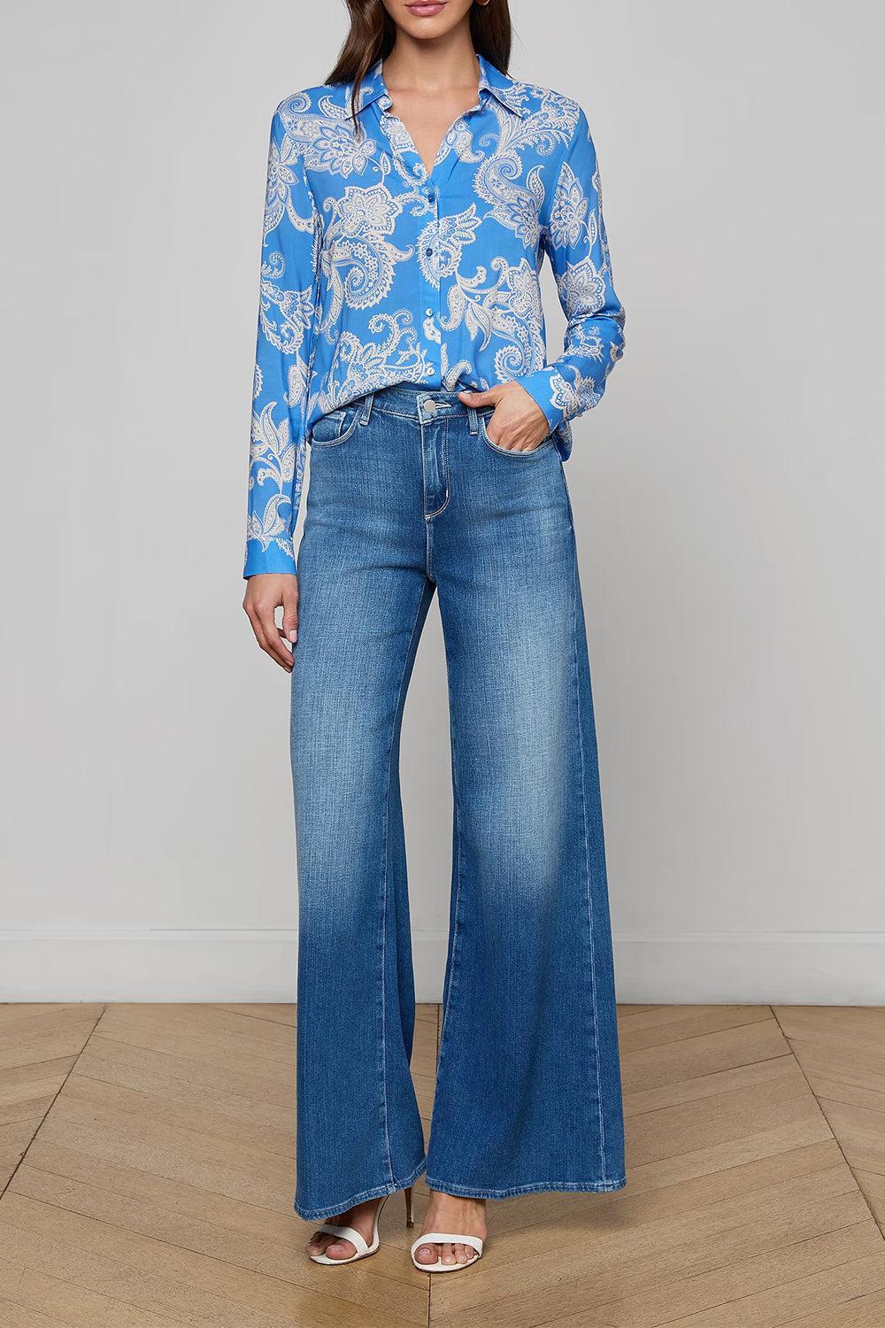 Holly Blouse - Regatta Blue Paisley-BLUE-XS-CLOTHINGTOPBLOUSE-L'AGENCE