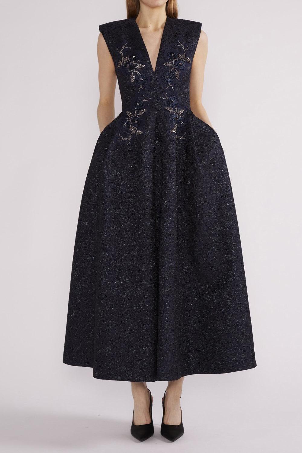 Kyle Midi Dress - Navy-BLUE-2-CLOTHINGDRESSCOCKTAIL-HUISHAN ZHANG