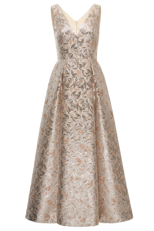 Omaya Midi Dress - Gold-GOLD-2-CLOTHINGDRESSCOCKTAIL-HUISHAN ZHANG