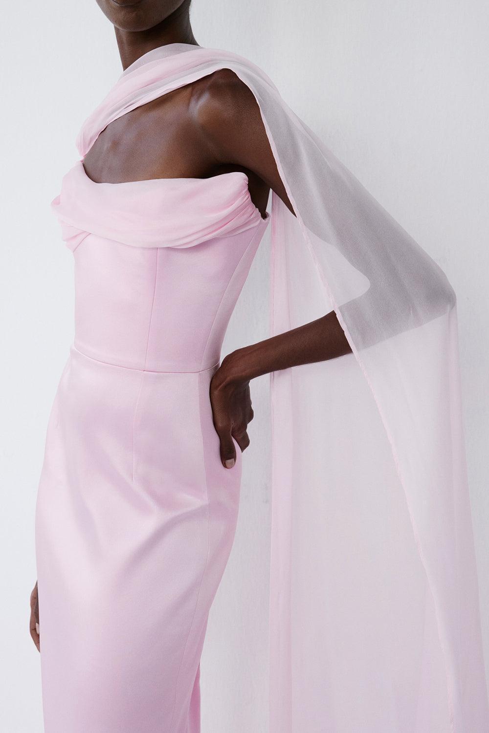 Julietta Off The Shoulder Dress-PINK-36-CLOTHINGDRESSGOWN-ILKYAZ OZEL