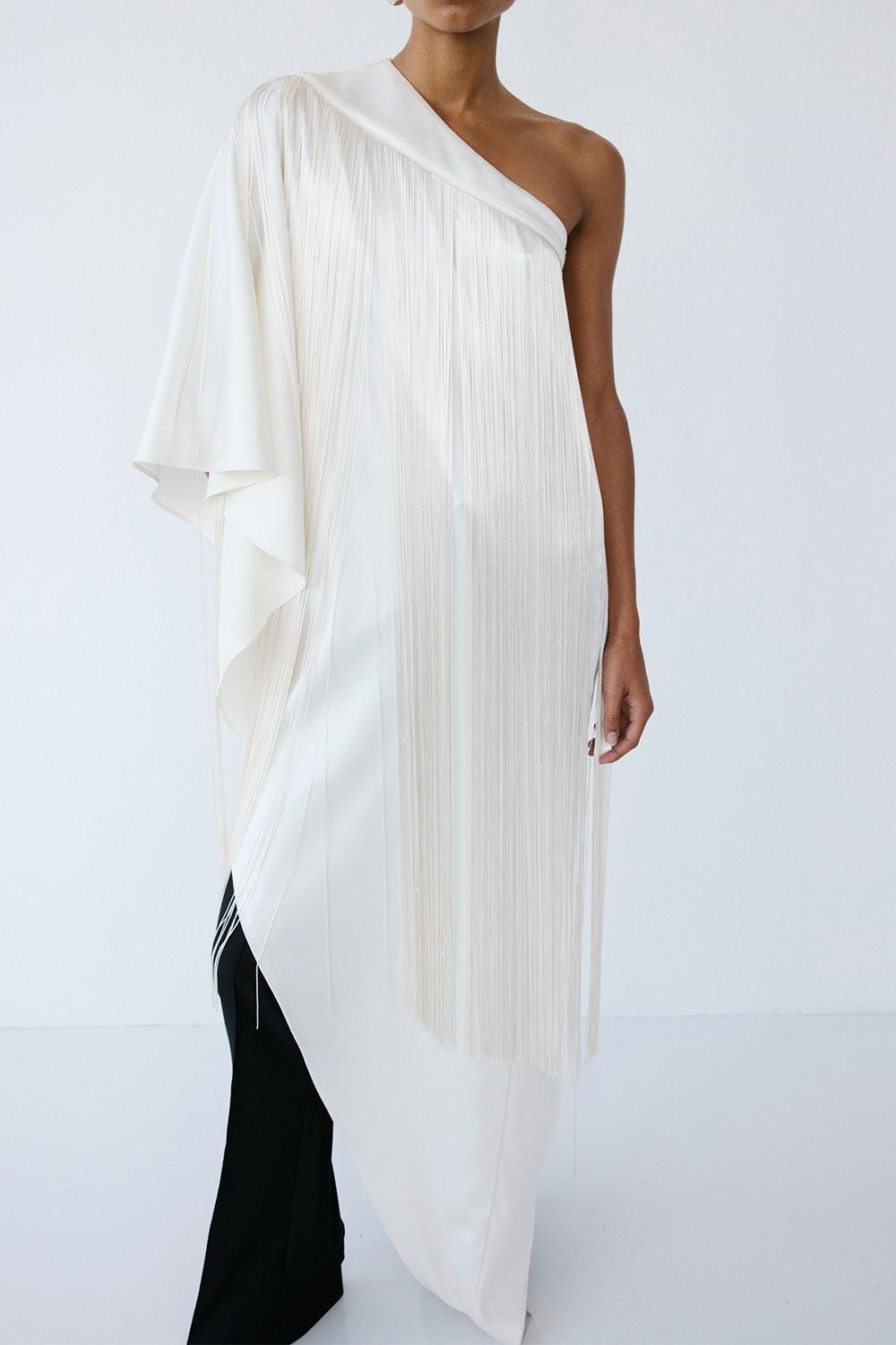 Angelica Floor Length Top-WHITE-36-CLOTHINGTOPBLOUSE-ILKYAZ OZEL