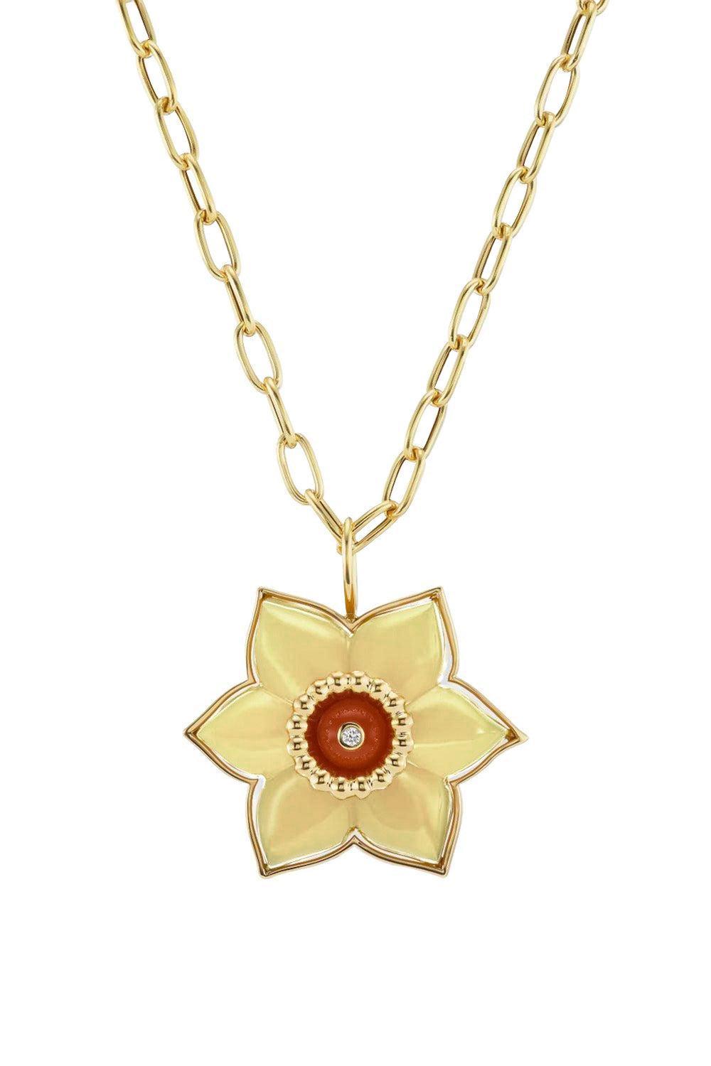 Yellow Chalcedony Daffodil Necklace-YELLOW GOLD-JEWELRYFINE JEWELNECKLACE O-BRENT NEALE