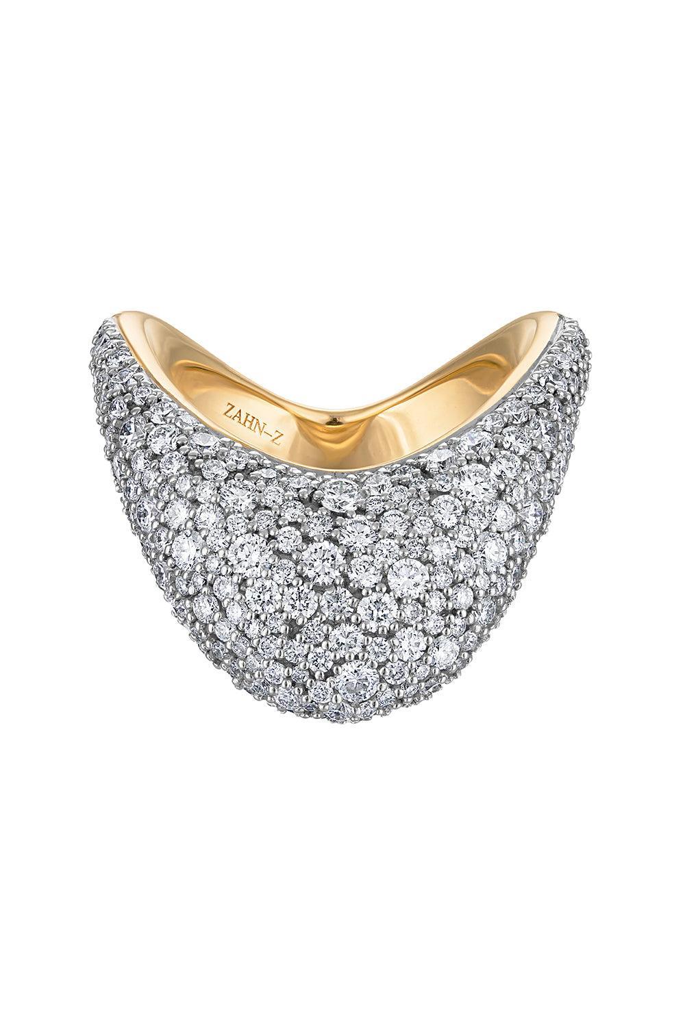 Diamond Two Tone Ring-YELLOW GOLD-6.5-JEWELRYFINE JEWELRING-ZAHN-Z