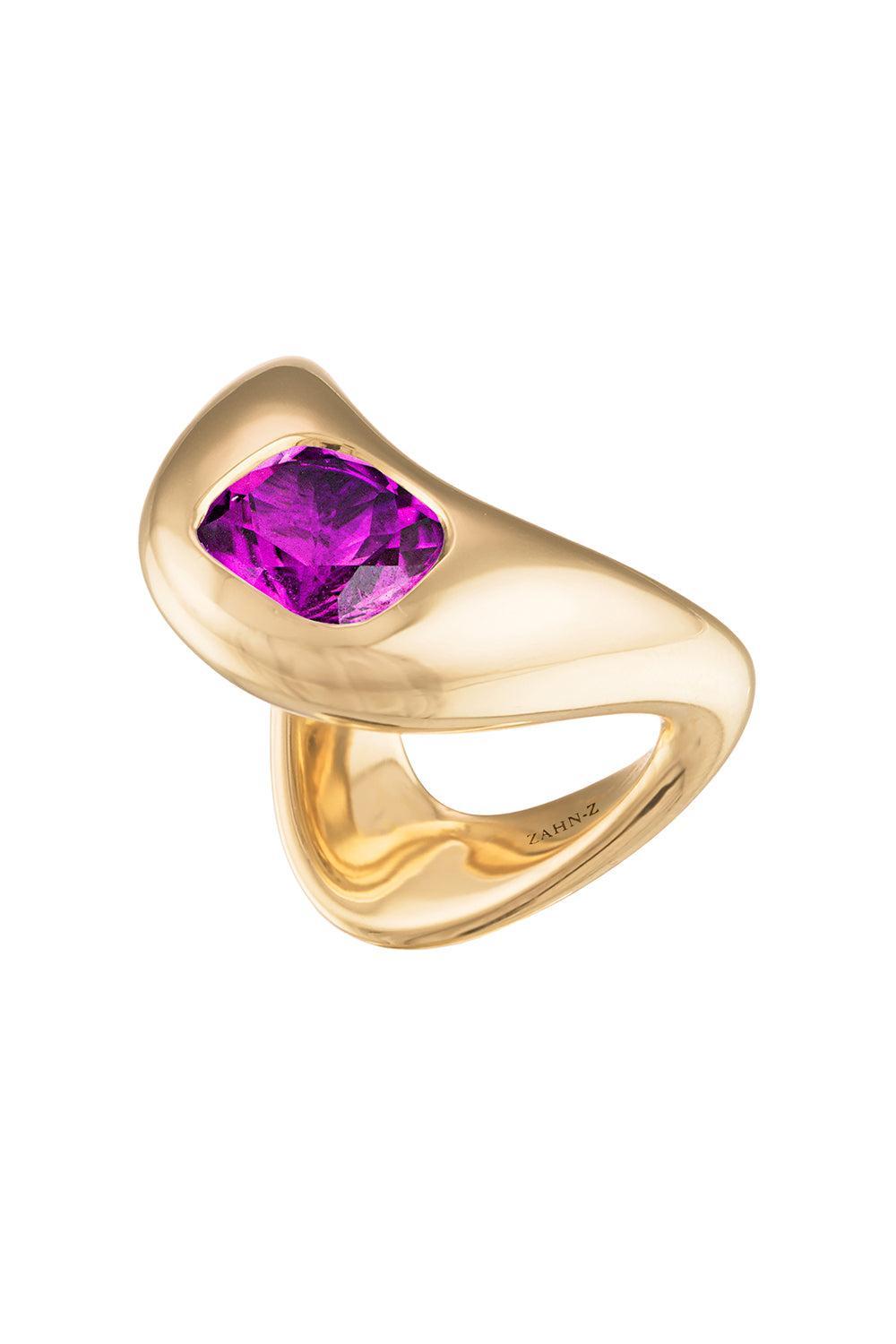 Elongated Cushion Vivid Pinky Ring-YELLOW GOLD-6.5-JEWELRYFINE JEWELRING-ZAHN-Z