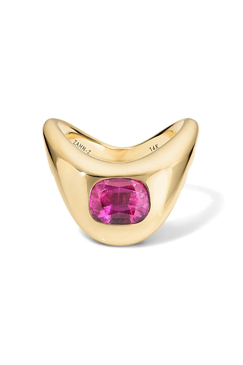 Elongated Cushion Vivid Pinky Ring-YELLOW GOLD-6.5-JEWELRYFINE JEWELRING-ZAHN-Z
