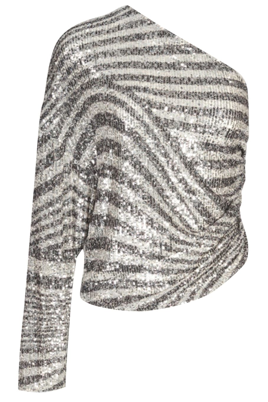 IN THE MOOD FOR LOVE-Asymmetric Linear Print Top-