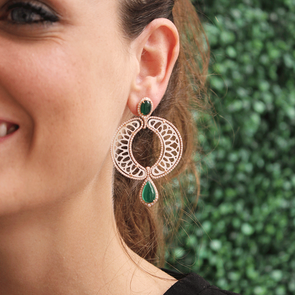 INBAR-Carved Mother-Of-Pearl Earrings-ROSE GOLD