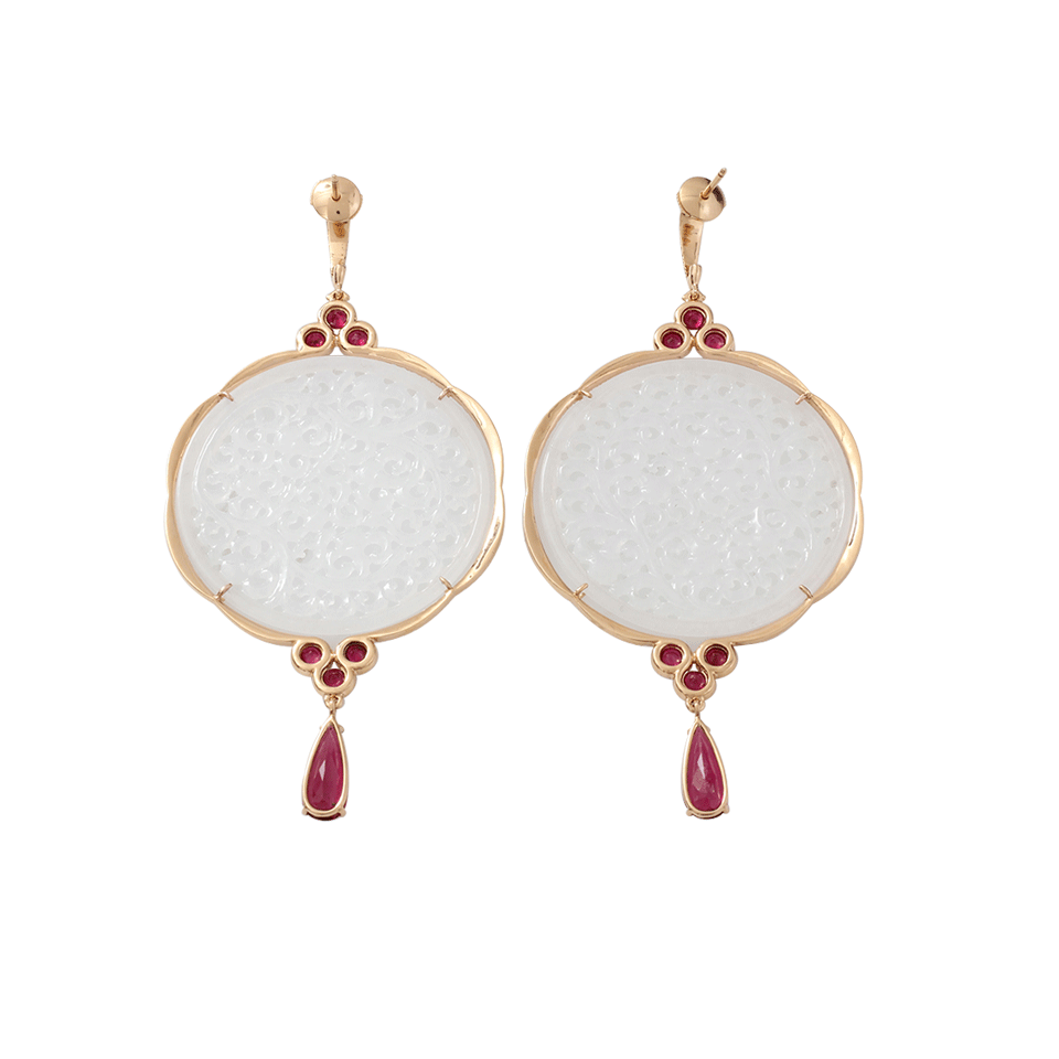 INBAR-Carved White Jade Earrings-ROSE GOLD